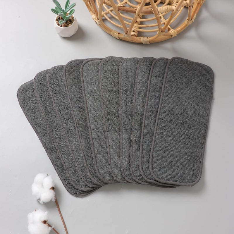 Asenappy 10pcs Reusable Soft 3 Layers Inserts for Baby Cloth Diaper,High Absorbing Washable Liners (10pcs-Grey Inserts) - Image 3